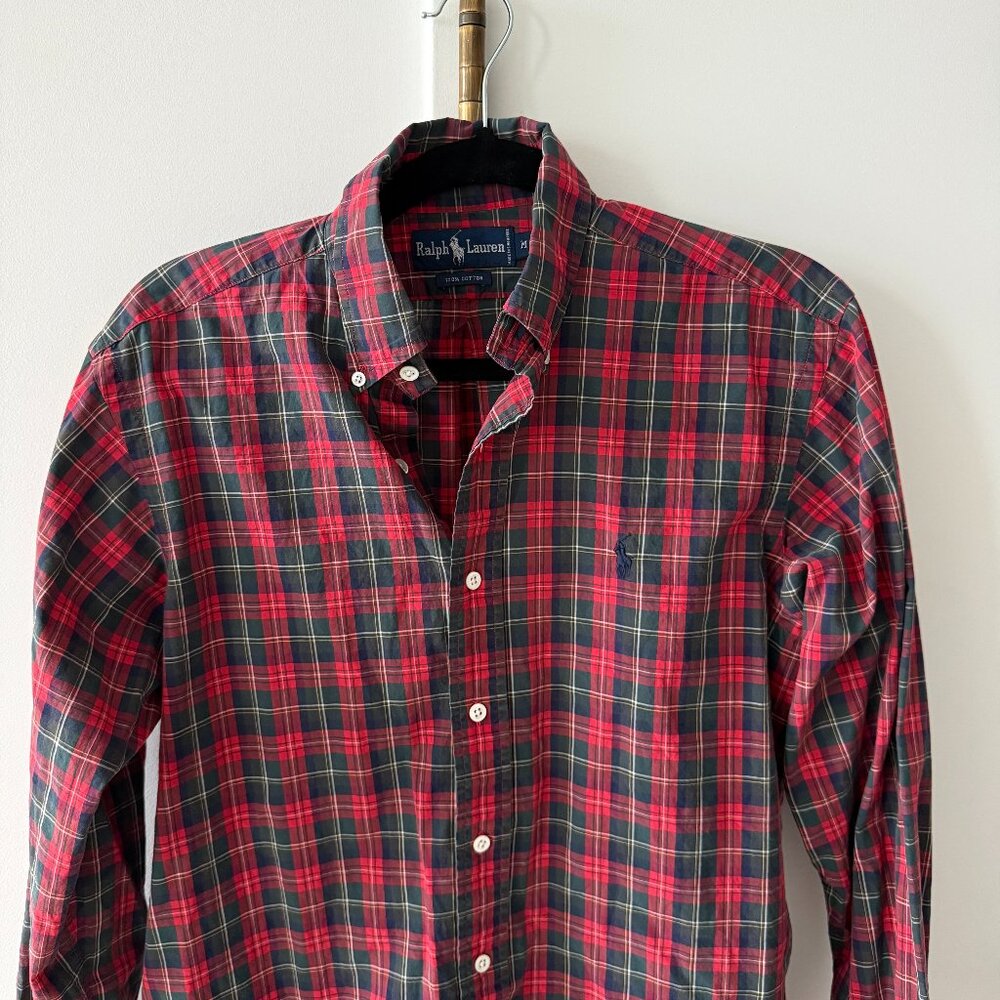 Ralph Lauren Plaid 100% Cotton Button Down Shirt Medium